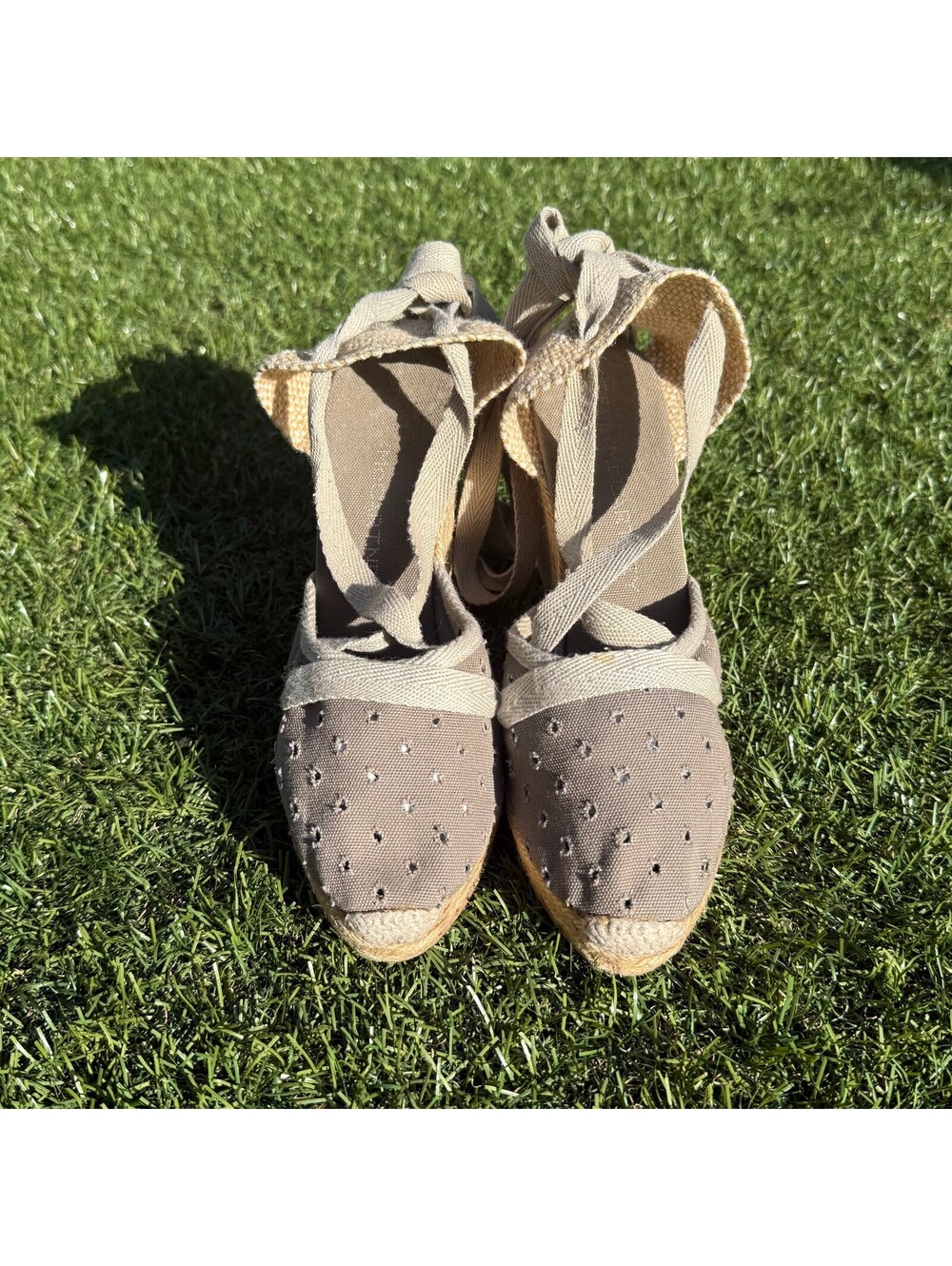 Stella McCartney Gaia Espadrille Wedges Eyelet Canvas